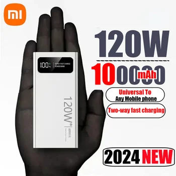 Xiaomi-120W Banco De Potência De Alta Capacidade, 100000mAh, Powerbank De Carregamento Rápido, Carregador De Bateria Portátil para iPhone, Samsung, HUAWEI, Novo