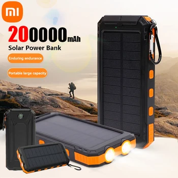 Xiaomi-200000mAh Solar Power Bank, Carregador Portátil de Grande Capacidade, Compatível com IOS, Android, USB-A e USB-C Carregamento Rápido