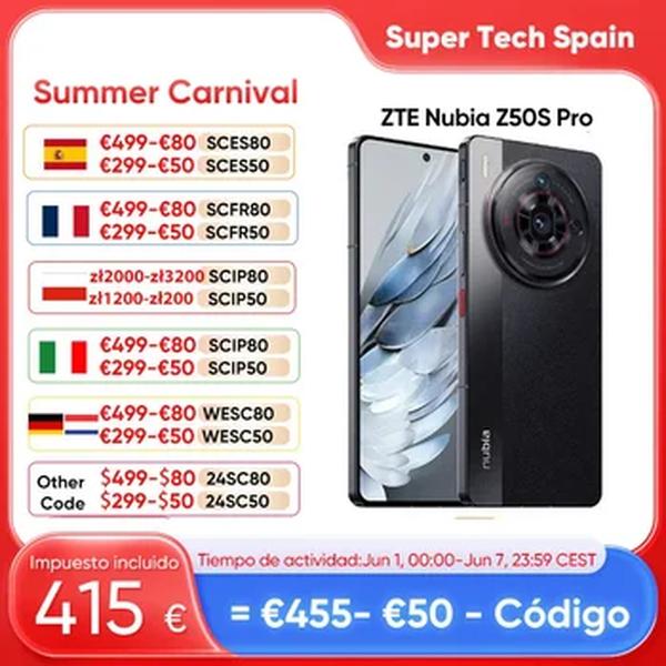 ZTE-Nubia Z50S Pro Celular, Smartphone 5G, Snapdragon 8 Gen 2, 6,78 ", Tela AMOLED 120Hz, Carregamento Rápido 80W, Câmera de 50MP