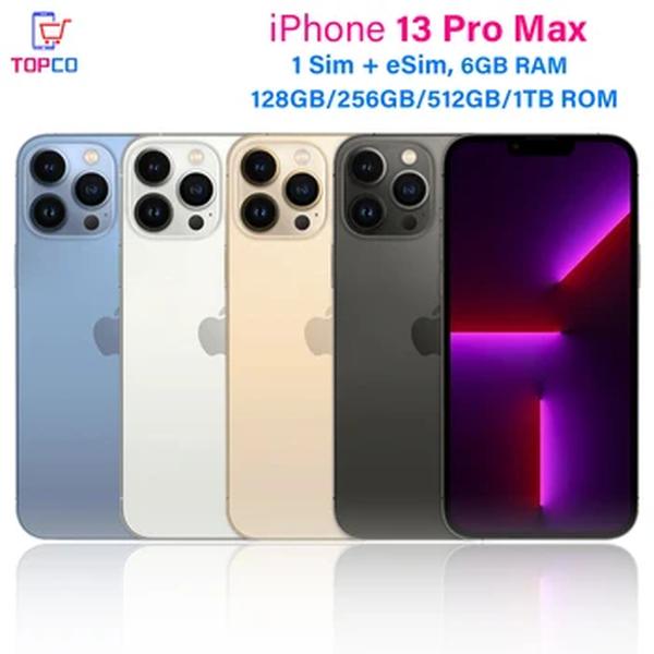 Original iPhone 13 Pro Max Celular, Face ID, NFC, Original, 128GB, 256GB, 512GB, 1TB ROM, 6GB de RAM, Genuíno, OLED, A15, 12MP, ESIM, 5G