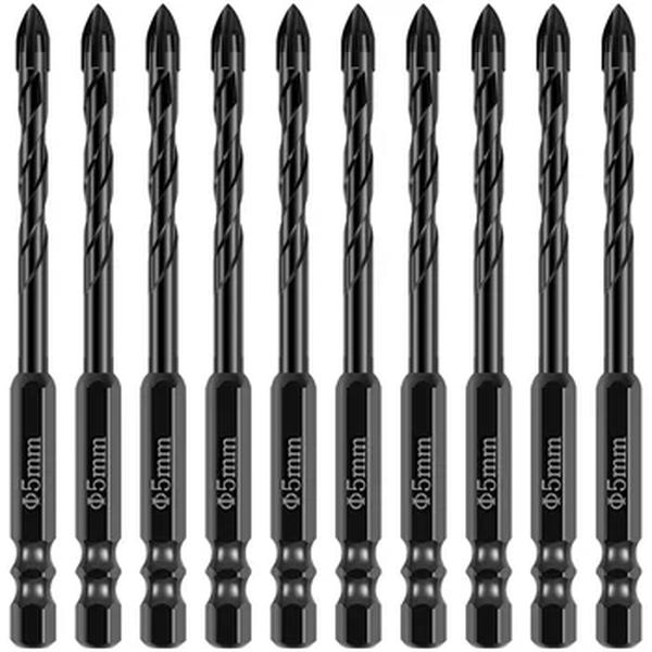 Cruz Hex Tile Drill Bit Set, Vidro de concreto da telha cerâmica, Hard Alloy Triangle, Drilling Bit, abridor de furos profissional, 5mm, 6mm, 8mm, 10Pcs