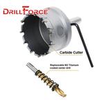 Drillforce-Cobalto Liga Brocas, TCT Buraco Saw, Carbide Liga Cortador, Chapa De Aço Inoxidável, Ferro Kit De Corte De Metal, 12-200mm