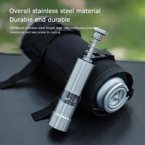 Single Hand Mini Salt Pepper Grinder, Thumb Push, Spices Grinder, Transparente, Built-in Primavera para Home Camping BBQ