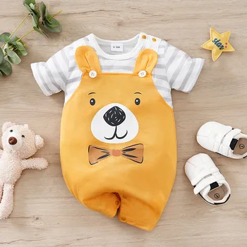 Roupa de urso fofa para criança, roupas de bebê e menina, macacão ao ar livre, traje de verão lindo de 0-18 meses, novo estilo, moda, 2024