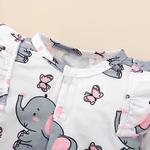 Baby girl romper de manga longa, bonito elefante-like bodysuit + headband, roupas casuais para crianças pequenas de 0 a 18 meses