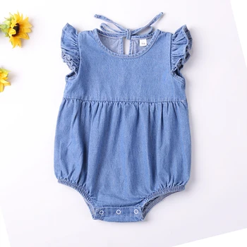 Algodão das meninas do bebê Ruffles Romper, macacão de criança, Bodysuit verão sem mangas, roupas sunsuit, Macacão infantil recém-nascido, Fly