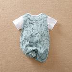 Bodysuit elefante animal bonito para bebê recém-nascido, mangas curtas, macacão infantil de algodão, macacão infantil, 0-12 meses, verão