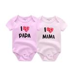 Kiddiezoom-Four Seasons bodysuits macios para recém-nascidos, 100% algodão, bebês Onesies, roupas gêmeas, eu amo papai, mamãe, menino, menina, 2 peças por lote