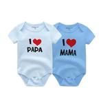 Kiddiezoom-Four Seasons bodysuits macios para recém-nascidos, 100% algodão, bebês Onesies, roupas gêmeas, eu amo papai, mamãe, menino, menina, 2 peças por lote