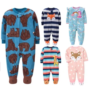 Recém-nascido velo animal macacão, macacões do bebê, quente animal geral, meninos e meninas sleepsuit, 0-12 meses, infantil, primavera, inverno