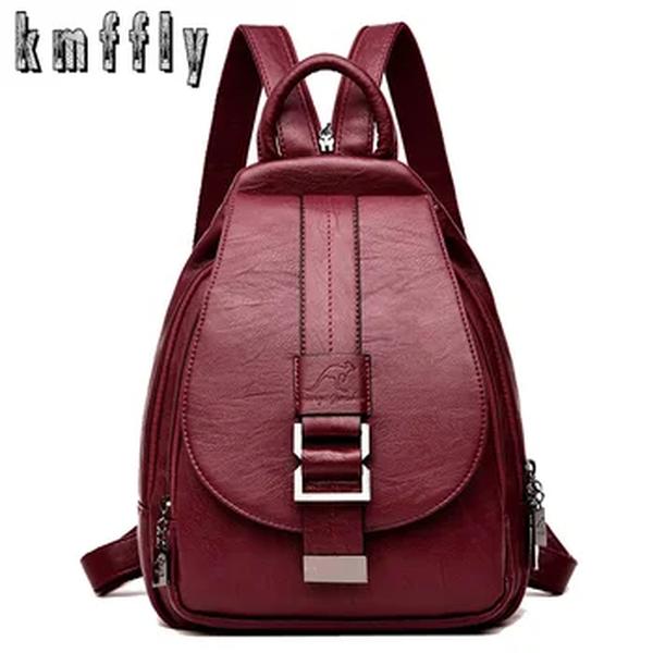 Mochilas de couro vintage para mulheres Bolsa de ombro Mochila de viagem feminina Mochilas escolares para meninas Bagpack para senhoras, 2023