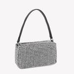 Bolsa de cristal com alça de couro para mulheres, pequeno diamante Bling, bolsa de noite, bolsa de ombro de travesseiro feminina luxuosa, moda estilista