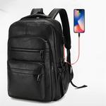 Mochila de carregamento USB de couro PU para homens, mochilas grandes para laptop, mochila masculina para adolescentes, meninos, alta qualidade