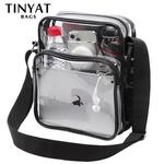 Tinyat claro bolsa de ombro das mulheres à prova dwaterproof água pvc transparente men sling saco do telefone bolsa de viagem crossbody para alça ajustável