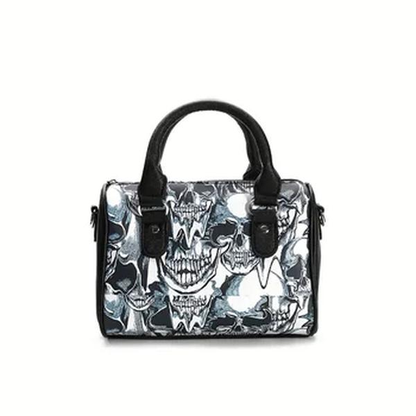 PU Material Skull Print Bag para Mulheres, Halloween Pillow Bag, Ombro Messenger Bag, Zipper, Direção Aleatória, Aleatória