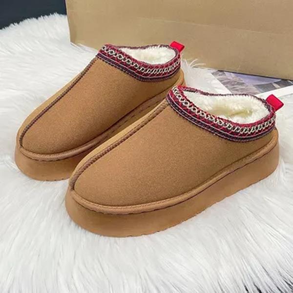 Mocassins preguiçosos de couro de camurça para mulheres, botas de fundo plano, sapatos de neve quentes para senhora, sapatos retrô femininos, novo, inverno