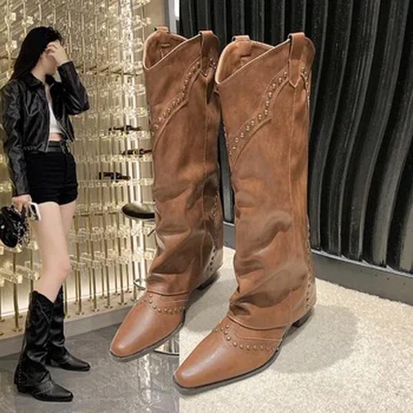 Botas altas de coxa para mulheres, botas longas de cavaleiro feminino, sapato grosso, zíperes traseiros, moda para meninas, inverno