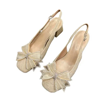 Elegante sandália feminina de salto médio, confortável sapato de escritório, fivela, novo verão, 2022