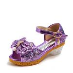 Sapato de salto alto com glitter para meninas, sandálias Princess Dance Party, moda casual, novo, outono, 2023