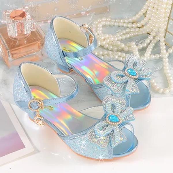 Sandálias de verão com strass e glitter brilhante para meninas, sapatos princesa com pérola, para dançar, h876