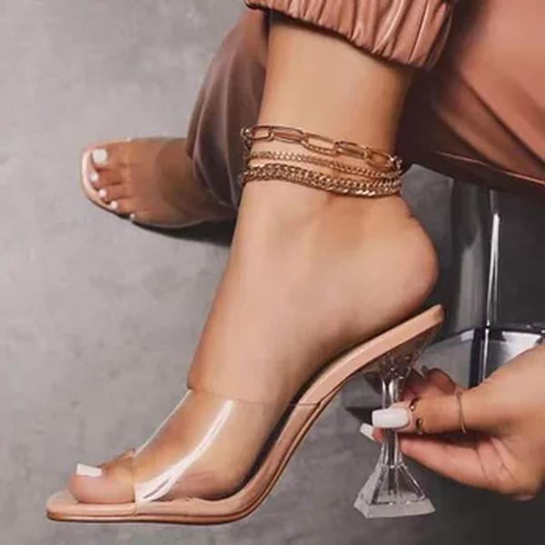 Sandálias de cabeça quadrada para mulheres, saltos finos, mulas rasas baixas, slides para senhoras, sapatos femininos, novo designer, moda de luxo