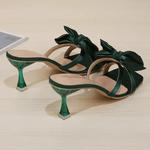 Green High Medium Heel Stiletto Sandals para Mulheres, Frocks, Moda de Luxo, Festa Chique, Casamento Elegante Sapatos Dourados, Sapatos de Designer Sexy