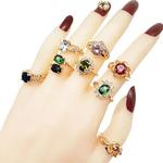 Zircon Rhinestone Finger Rings para mulheres, Big Jewelry, Mix Style, Decoração do casamento, Girl Party Gifts, Fábrica Atacado, Novo, 20Pcs, Lote