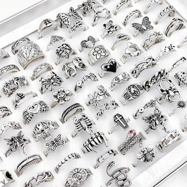 Skull Head Poker Snake Element Ring Set, Metal Estilo Punk Único, Unisex Party and Holiday Gift, Jóias da Moda, 35 pcs