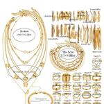 Gold Color Butterfly Star Chain Jewelry Set, Anel de Pérolas Coração, Pulseiras Infinito, Brincos de Argola, Moda Cor Prata, 46 pcs