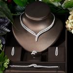 Clássico retangular cúbico zircônia casamento colar e brinco conjunto Dubai Nigéria CZ Bridal Jewelry Set