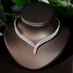 Clássico retangular cúbico zircônia casamento colar e brinco conjunto Dubai Nigéria CZ Bridal Jewelry Set