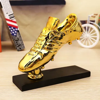 Resina Encantos de Ouro Bota Prêmio, Futebol Match, Futebol Fãs Lembrança, Chapeamento De Ouro Sapato, Troféu Presente, Casa e Escritório Decoração Modelo