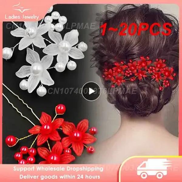 Flor Pérola Hair Stick Pin, Jóias De Casamento, Acessórios De Noiva, Moda, 1-20Pcs