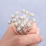 Bridal Pearl Flower Hair Pins, Crystal Clear Rhinestone, Clips de cabelo, Bridesmaid Hairwear, Wedding Jewelry, Acessórios para cabelo, Moda, 20Pcs