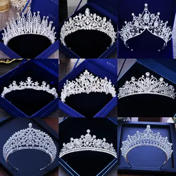 Diversas Coroas de Cristal para a Noiva, Prata e Cor do Ouro, Casamento Coroa, Headpiece, Cabelo Jóias, Acessórios, Rainha, Moda