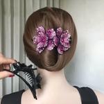 Mulheres Acrílico Zircão Flor Grampo de Cabelo, Acessórios para Cabelo Retro, Elegante Grampo de Boca de Pato, Étnico Headwear, Joalheria