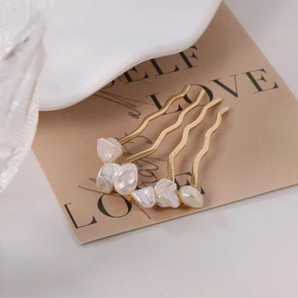 Freshwater Pearl Hair Clips para Mulheres e Meninas, Hair Pin, Combs, Retro Hair Accessories, Luxury Jewelry, Flamenco GH0110