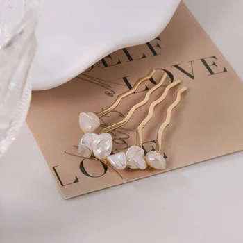 Freshwater Pearl Hair Clips para Mulheres e Meninas, Hair Pin, Combs, Retro Hair Accessories, Luxury Jewelry, Flamenco GH0110