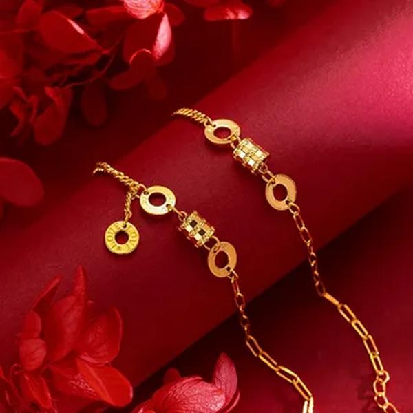 Pulseira de cintura pequena high-end para mulheres, 9999 ouro real, ouro amarelo 24k