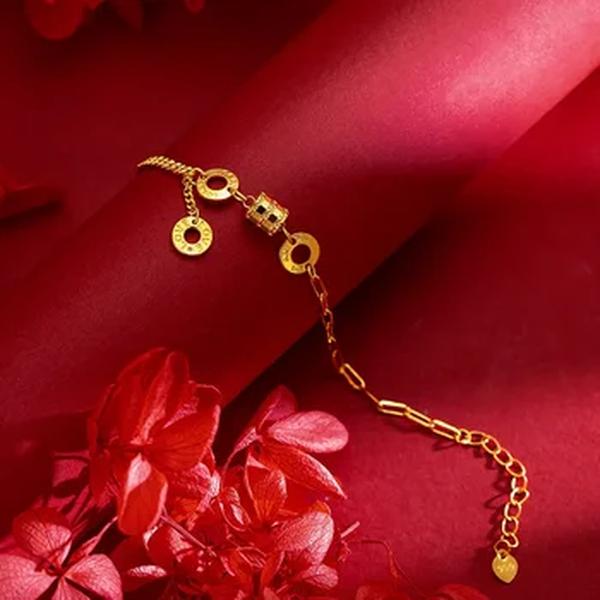 Pulseira de cintura pequena high-end para mulheres, 9999 ouro real, ouro amarelo 24k