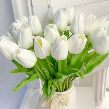 Bouquet De Tulipa Artificial, Flor De Espuma De PE, Decoração De Cerimônia De Casamento, Home Garden Bouquet Decoração, 10pcs