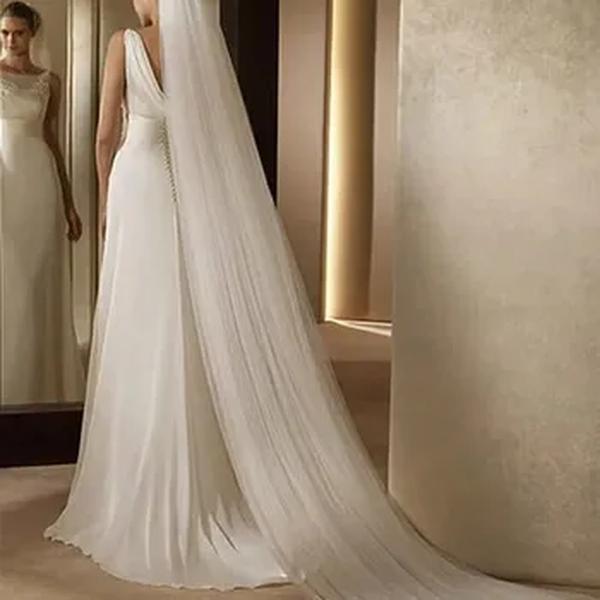 Elegante véu nupcial com pente, véus catedral, acessórios do casamento, branco, marfim, simples, 1 camada, 2 camadas, 3 camadas