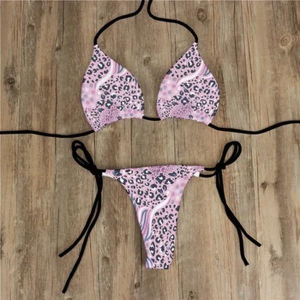 Maiô de verão estampado em animais para mulheres, biquíni sexy, cuecas, tanga, cordas G, troncos de natação, moda praia, banho