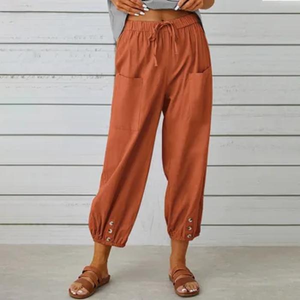 Calça lápis casual feminina, Monocromática, Algodão, Linho, Comprimento do tornozelo Capris, Calças de senhora, Primavera, Verão, Novo, S-XXL, 5XL, 2023