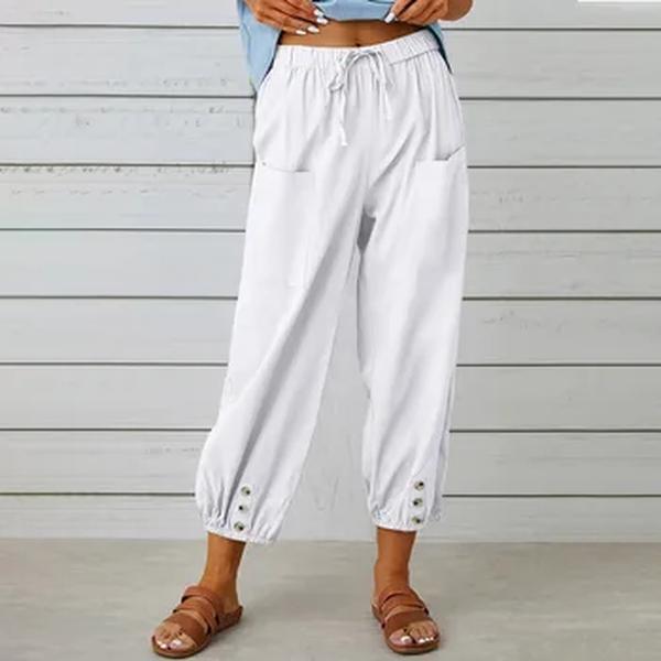 Calça lápis casual feminina, Monocromática, Algodão, Linho, Comprimento do tornozelo Capris, Calças de senhora, Primavera, Verão, Novo, S-XXL, 5XL, 2023