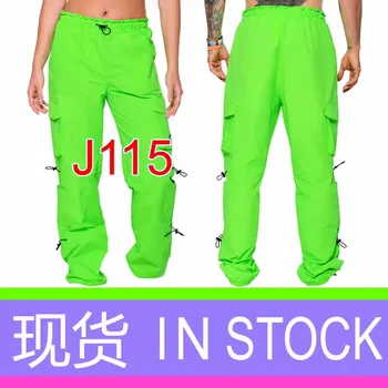 Calça solta de secagem rápida ABCDE para homens e mulheres, calça de bolso neon, dança e corrida, roupa casual de ginástica, nova, J115