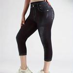 Leggings jeans estampados digitais para mulheres, slim fit, cintura alta, conjunto combinado elástico, moda casual, novo