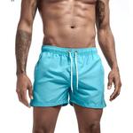 Calção de banho de secagem rápida masculina, calção respirável, cordão com bolsos, surfe, calção de praia, verão