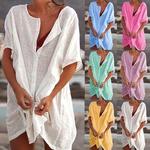 2023 praia cover ups maiô cobrir mulheres verão praia vestido de biquíni cover-ups beachwear natação blusa t camisa de banho