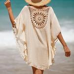 Vestido de maiô sexy CROCHET BIKINI feminino Cover Up, maiô de verão, moda praia, camisa para encobrir